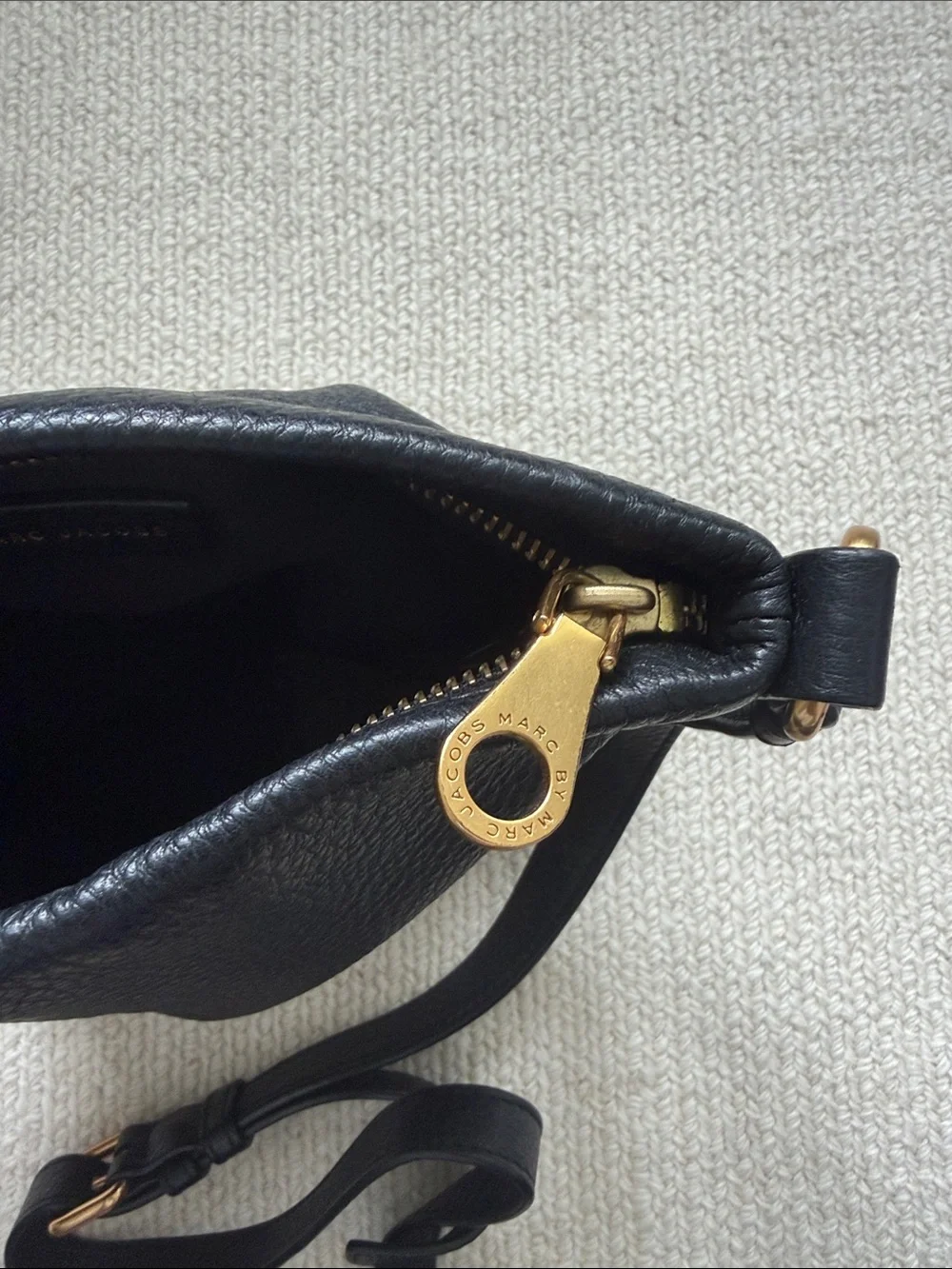 Marc by Marc Jacobs Black Pebbled Leather Crossbody with Gold Hardware